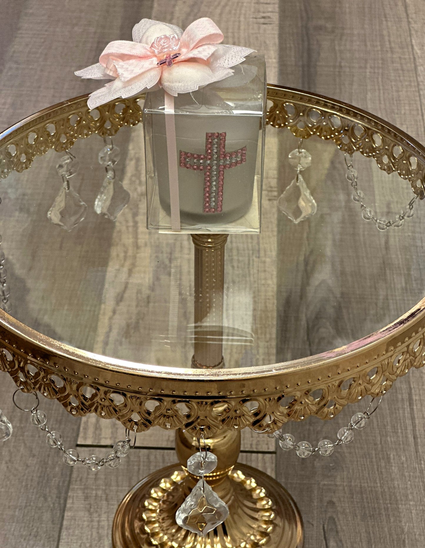 Glass Votive Holder with Cross