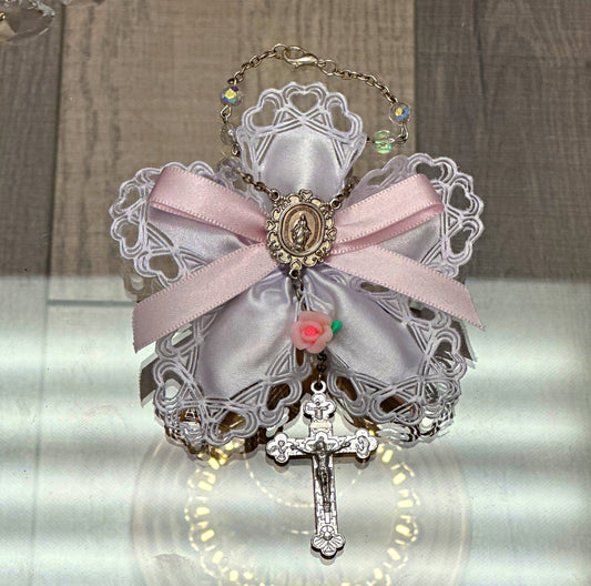 Pink Miraculous Rose Decade Rosary