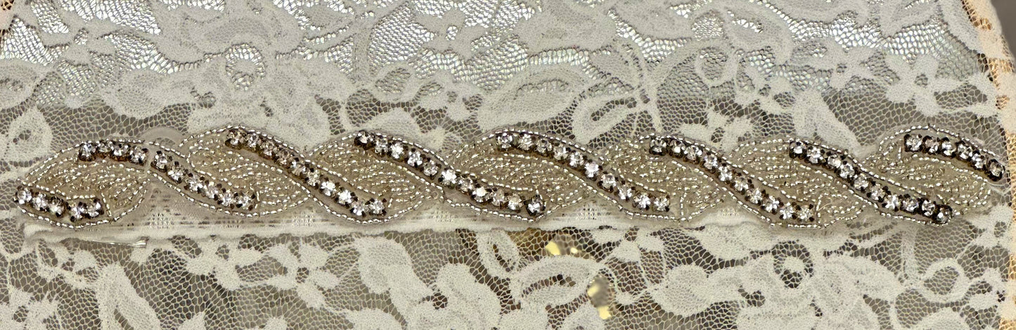 Lace Headband with Rhinestone Applique