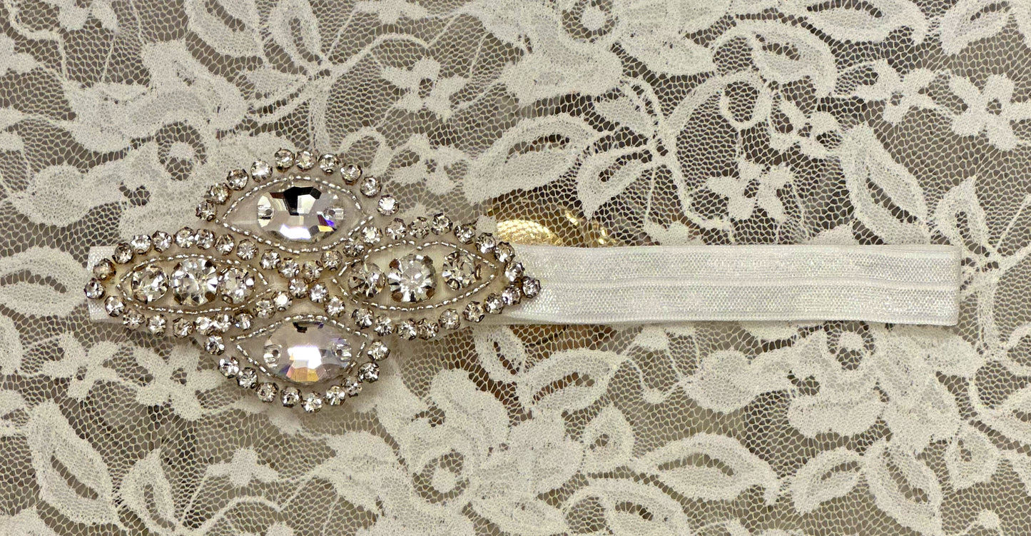 Infant FOE Headband with Rhinestone Applique