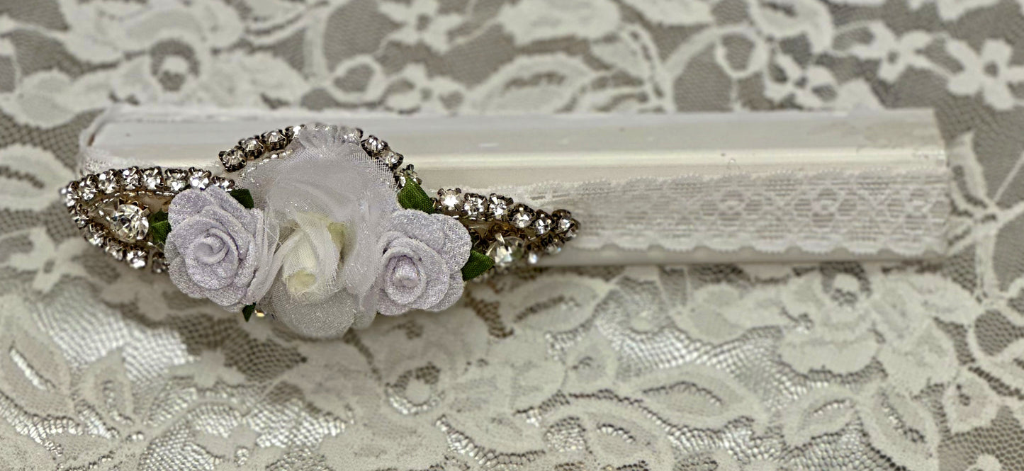 Infant Lace Headband with Applique, Flowers
