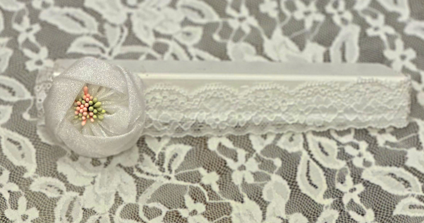 Lace Headband with Chiffon Rosette