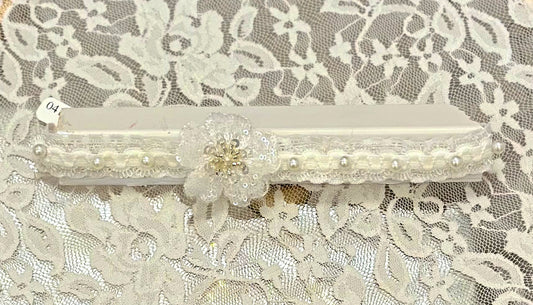 Infant Lace Headband with Pearls, Flower