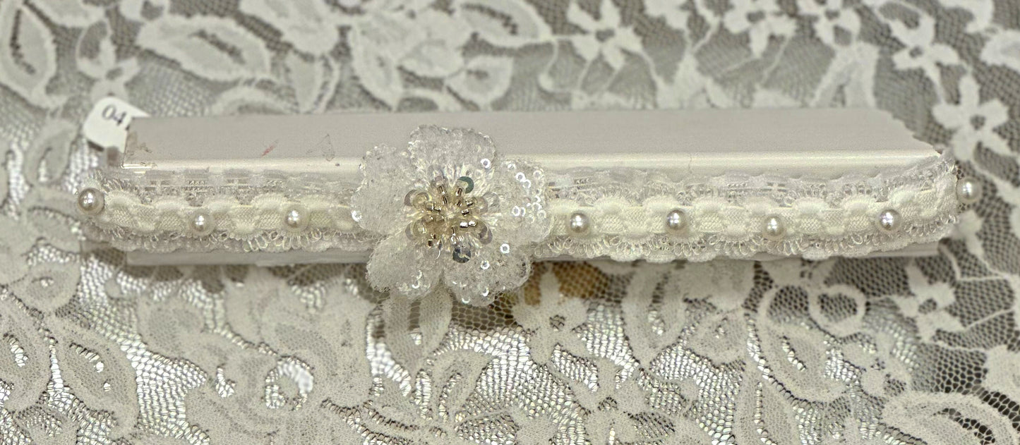 Infant Lace Headband with Pearls, Flower