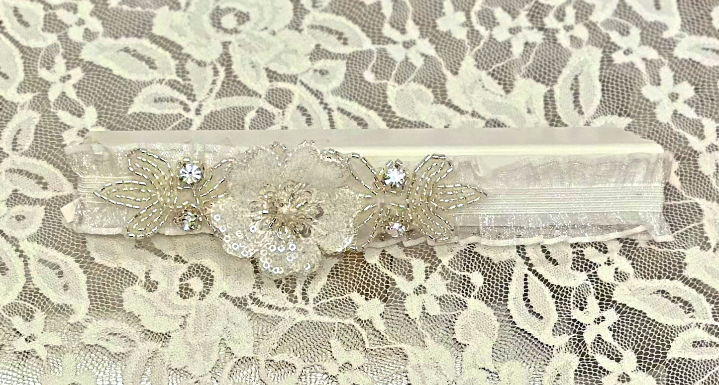 Infant Ruffled Lace Headband with Flowers
