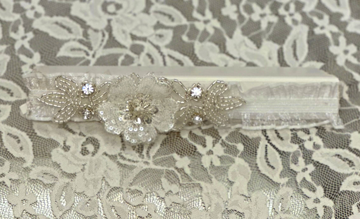 Infant Ruffled Lace Headband with Flowers