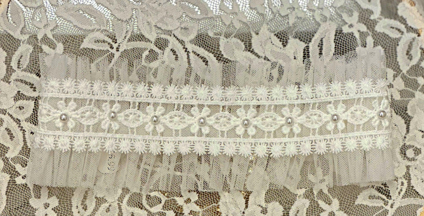 Infant Headband with Ruffled Tulle, Applique