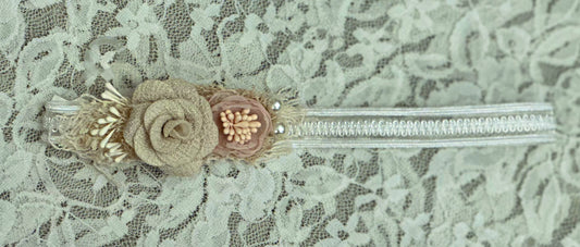 Ivory Headband with Flowers