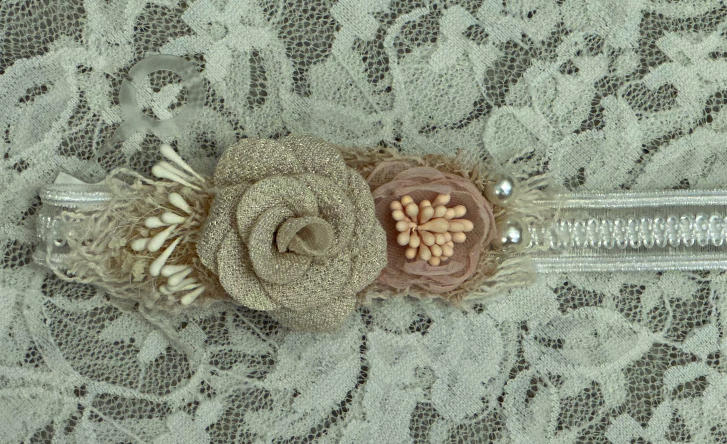 Ivory Headband with Flowers