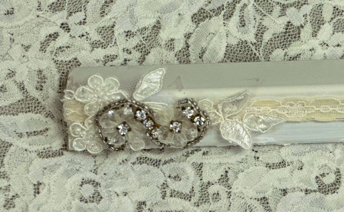 Thin Ivory Headband with Applique
