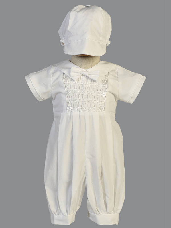 Smocked cotton romper set