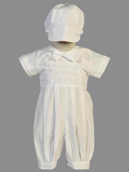 Smocked cotton romper set