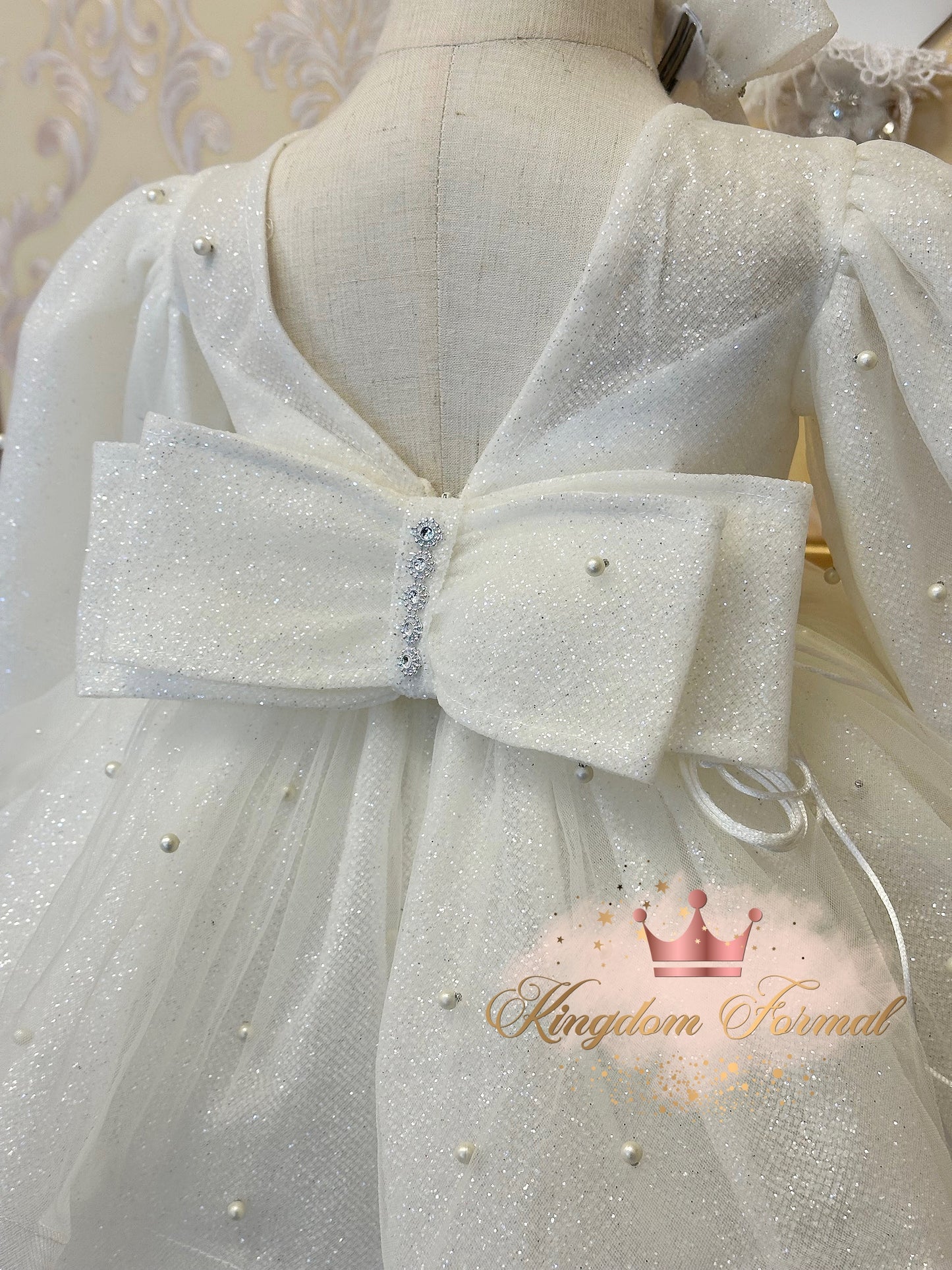 Girls Dress with 3D Pearls