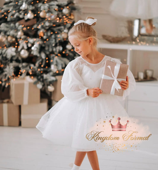 Girls Dress with 3D Pearls