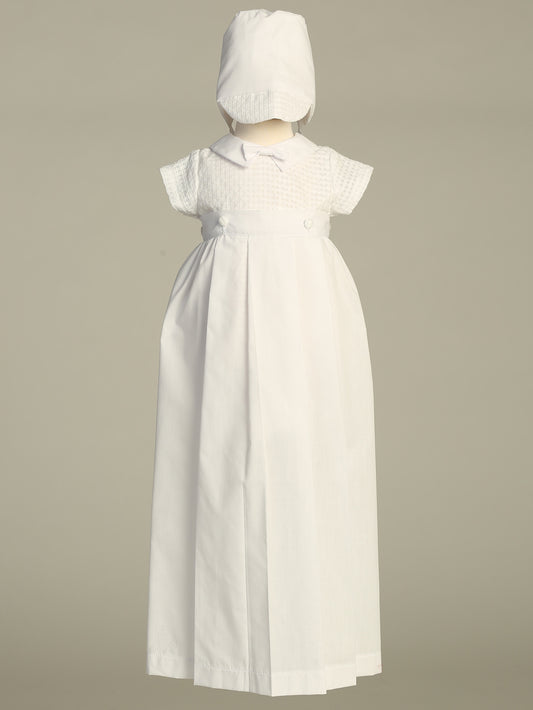 Cotton basketweave romper with bow Detachable gown