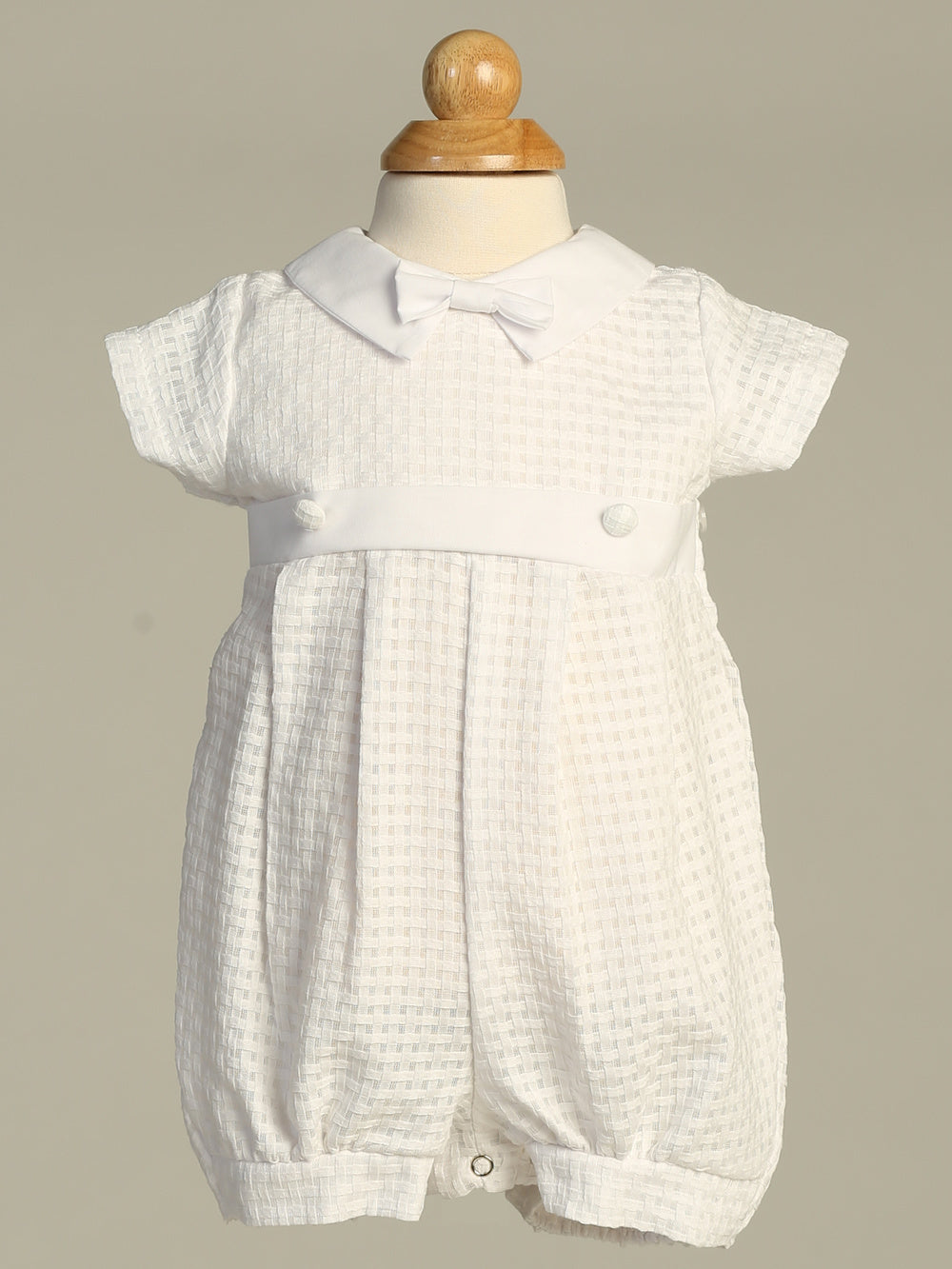Cotton basketweave romper with bow Detachable gown