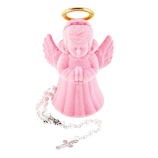 Pink Guardian Angel Box w/Rosary
