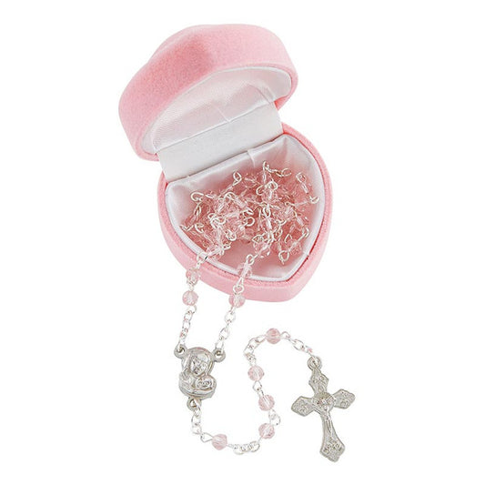 Pink Heart Box w/Rosary