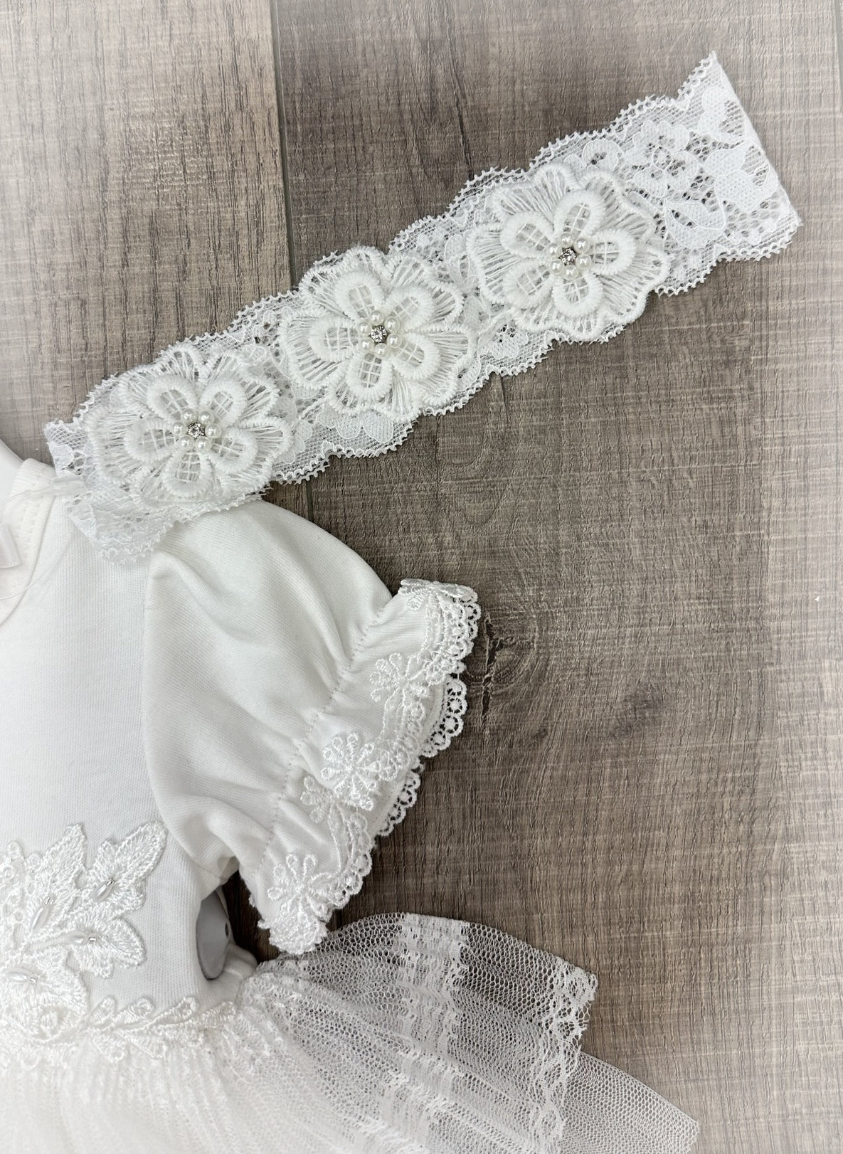 Infant Onesie w/Skirt Overlay, Headband