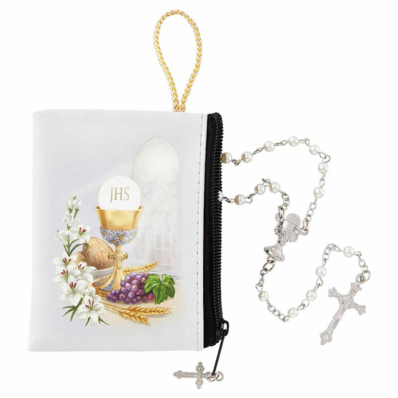 First Communion Rosary w/Zipper Case