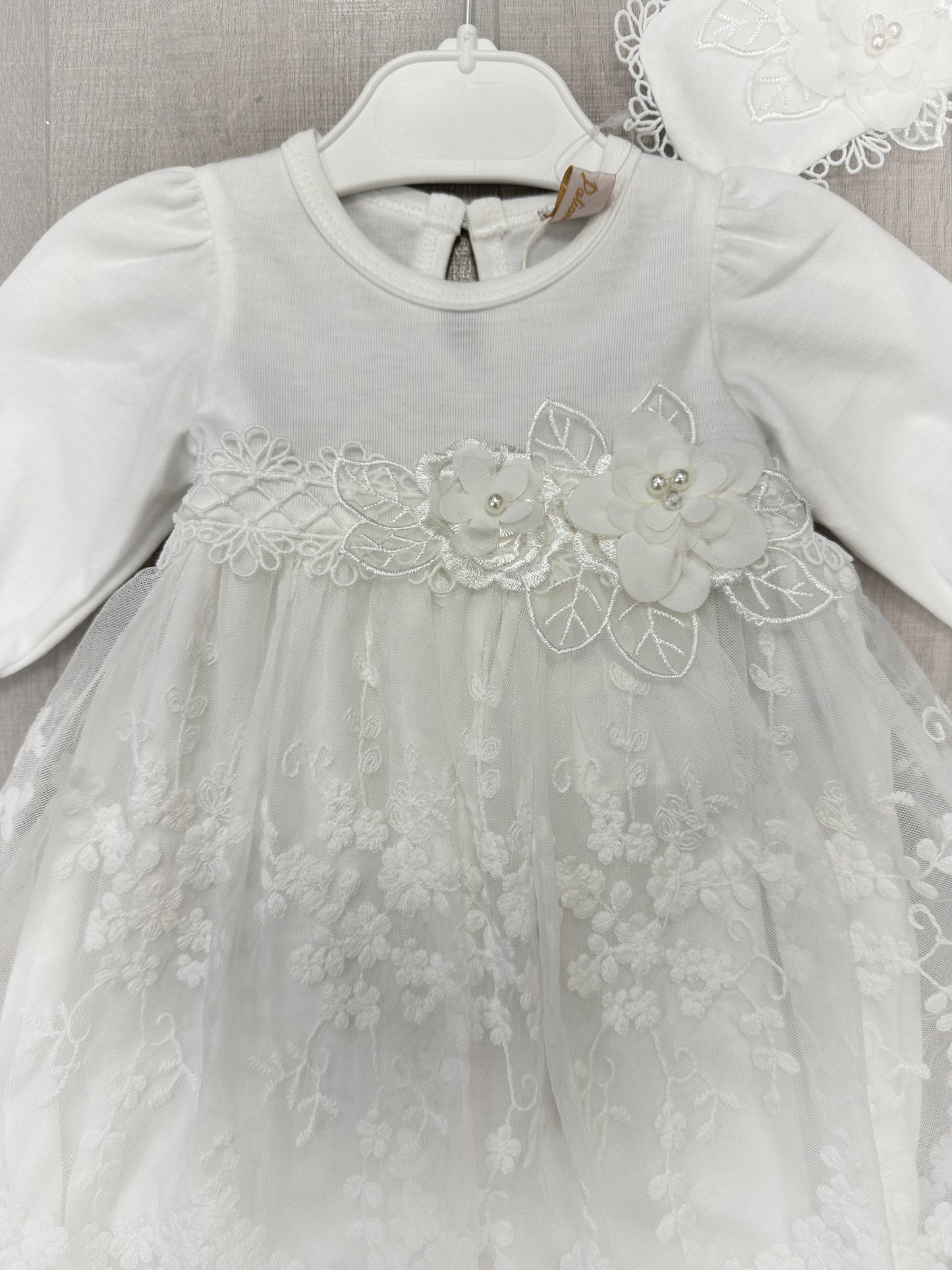 Infant Onesie w/Skirt Overlay, Headband