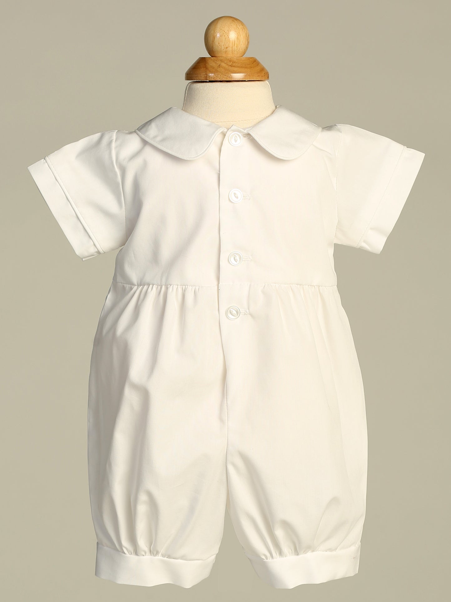 Cotton romper with embroidered silver cross