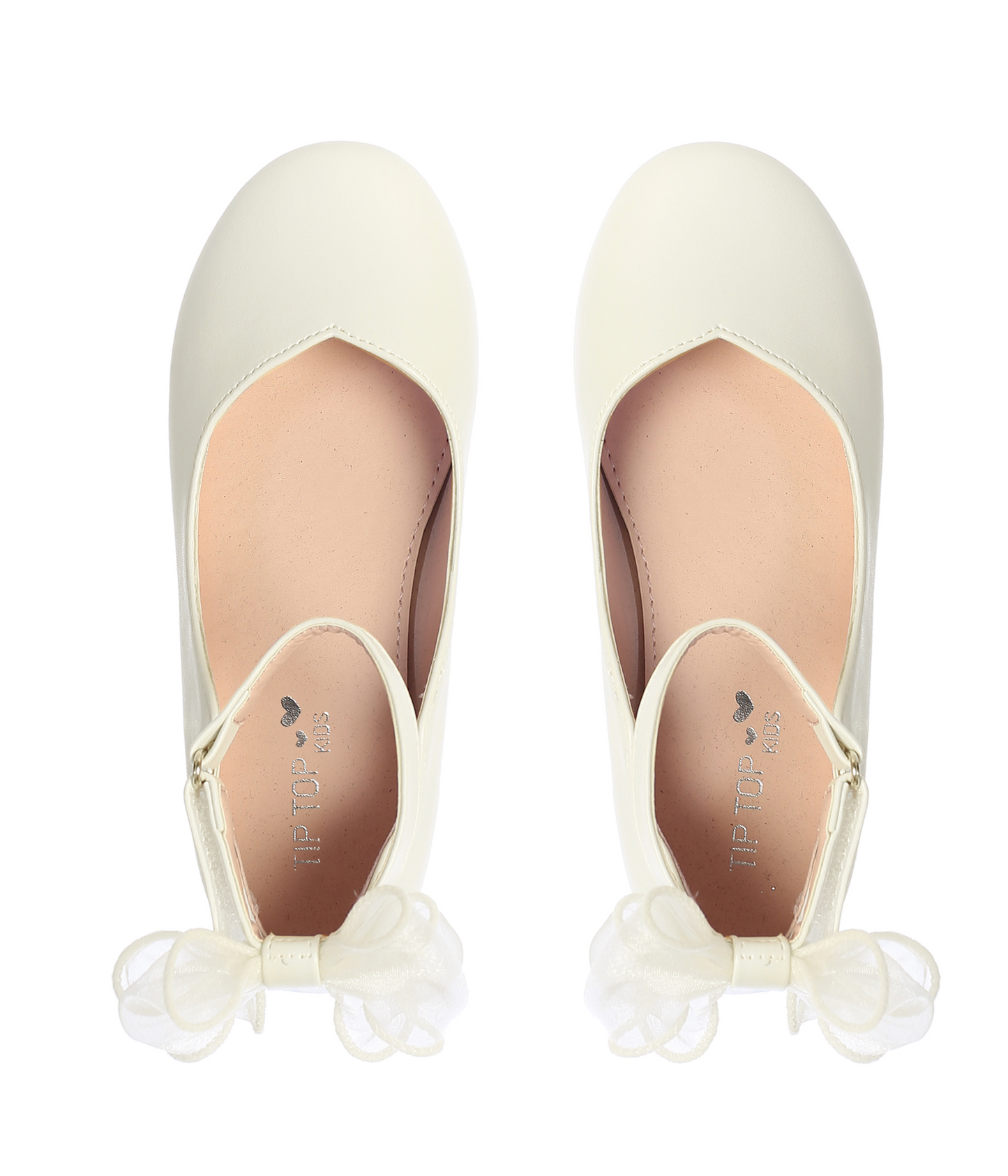 Girls Matte Flats with Organza Bow Back