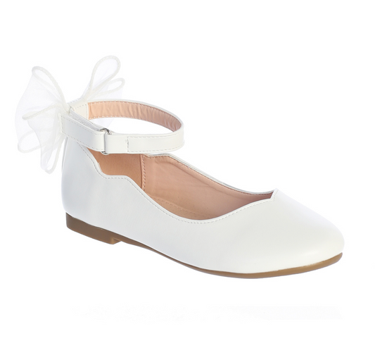 Girls Matte Flats with Organza Bow Back