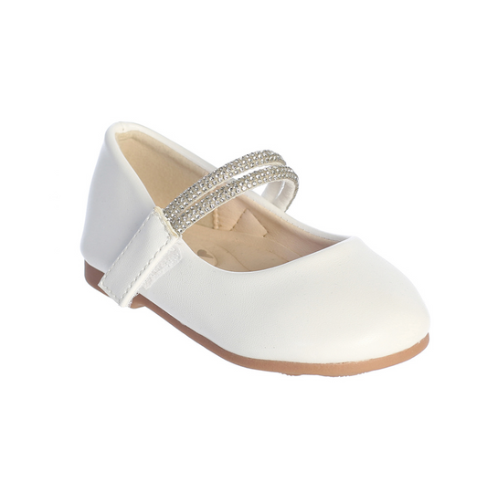 Infant Matte shoe with Rhinestone Strap with Velcro Closure