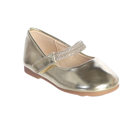Infant Matte shoe with Rhinestone Strap with Velcro Closure