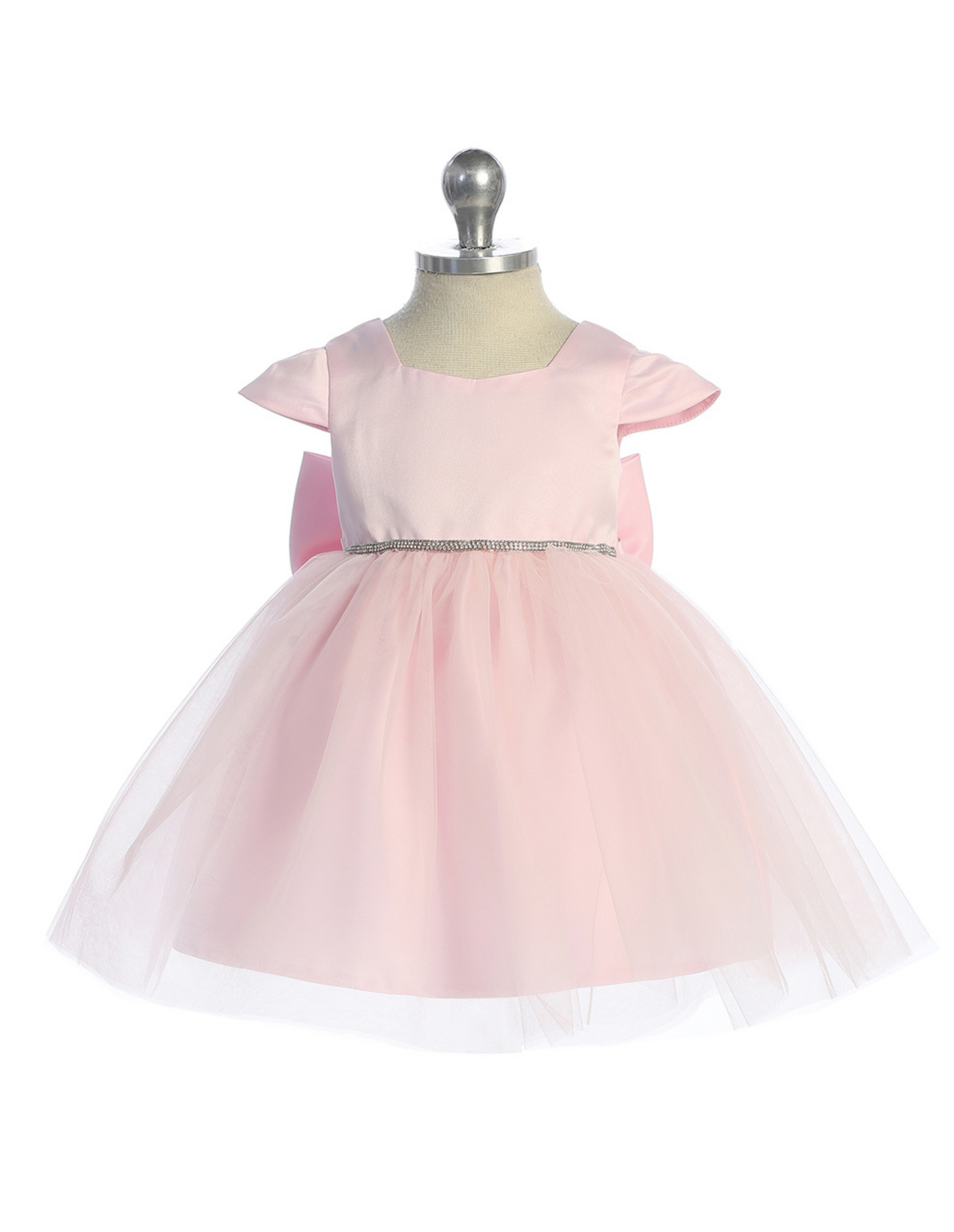 Infant Satin Dress with Rhinestone Waist