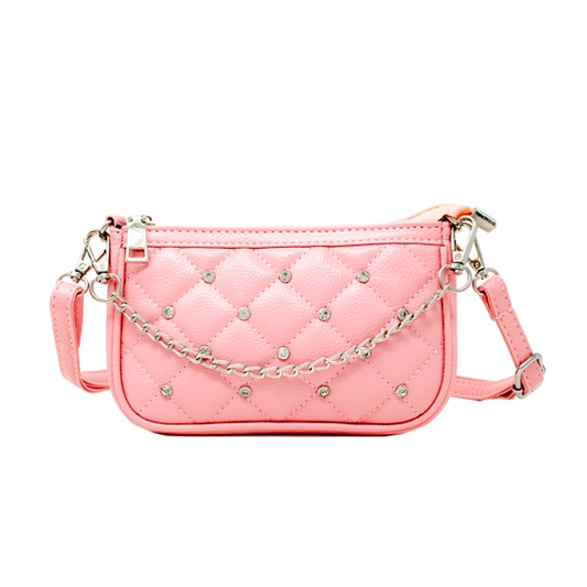 Quilted Leather Stud Clutch Purse