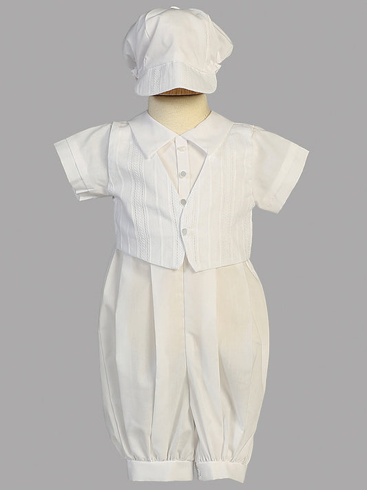 Cotton romper set with embroidered cotton vest