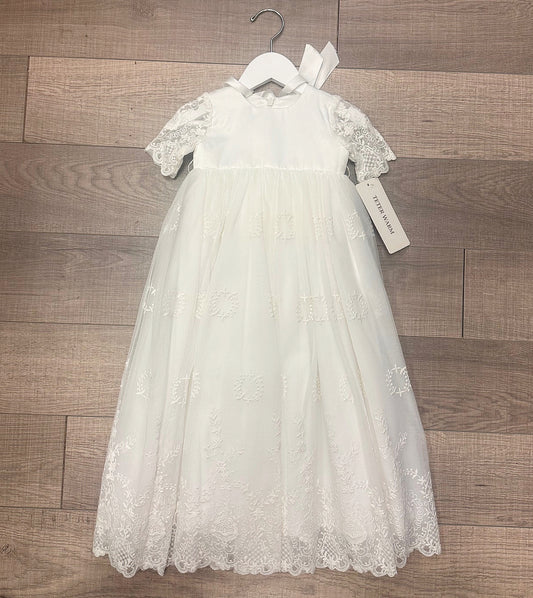 Teter Warm Infant Ivory Lace Gown w/Bonnet