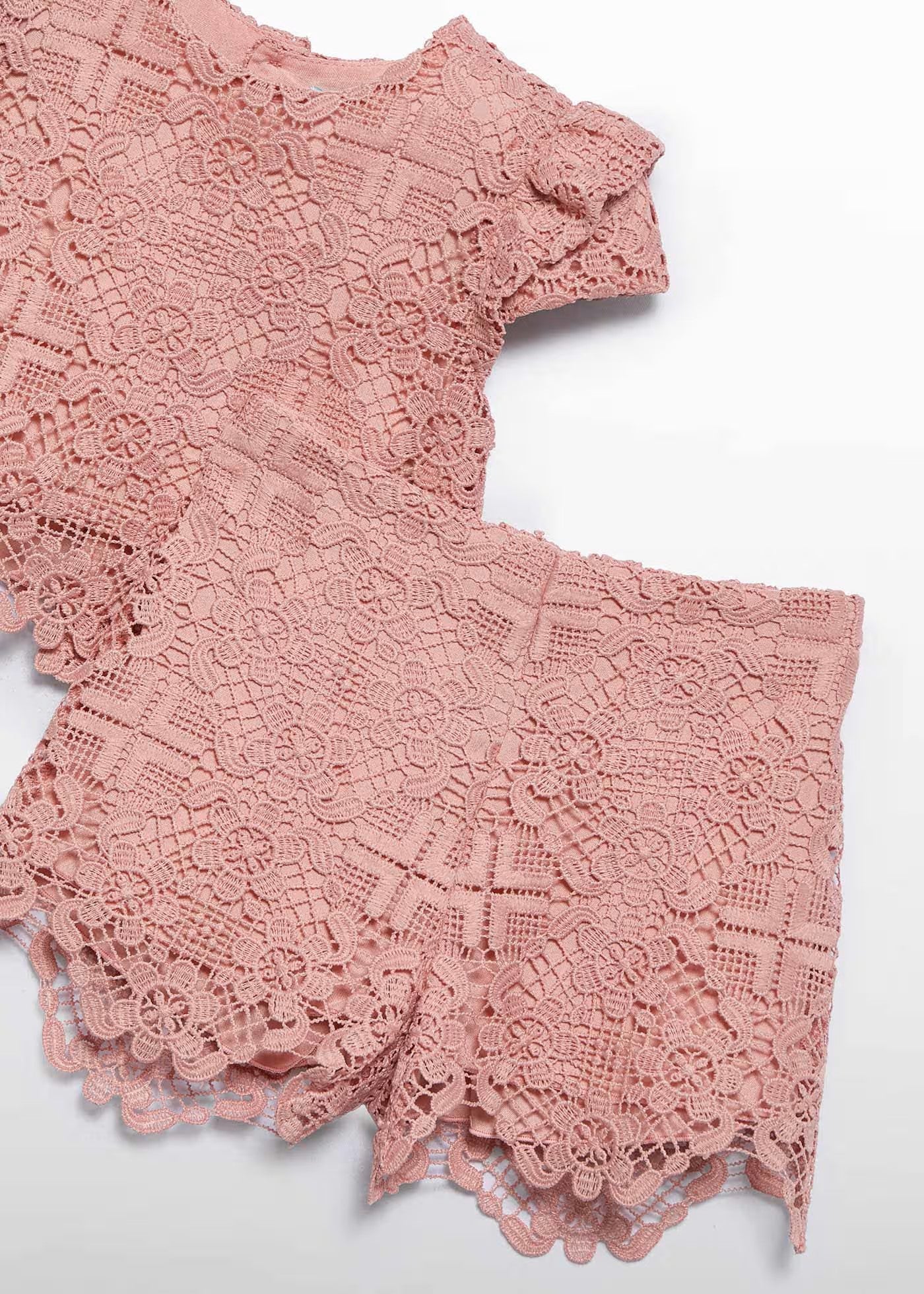 Abel & Lula Baby guipure shorts set