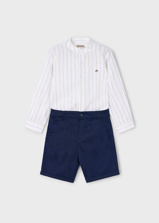 Mayoral Boy Shorts and Mandarin Collar Shirt Set
