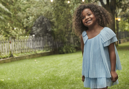 Mayoral Girl Asymmetric Pleated Dress