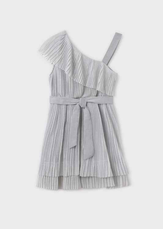 Mayoral Girl Asymmetrical Pleated Dress