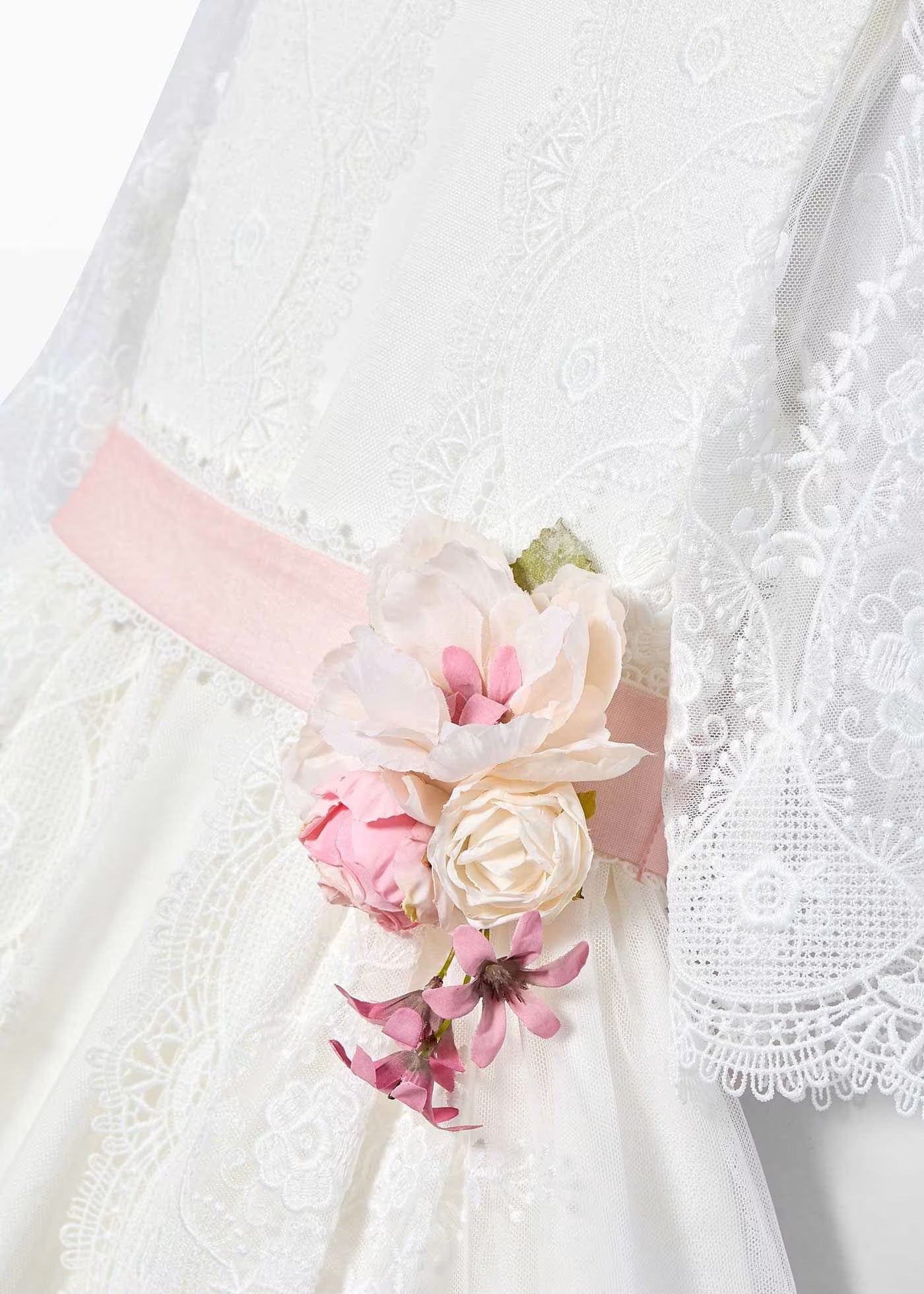 Abel & Lula Girl Dress With Embroidered Guipure Tulle