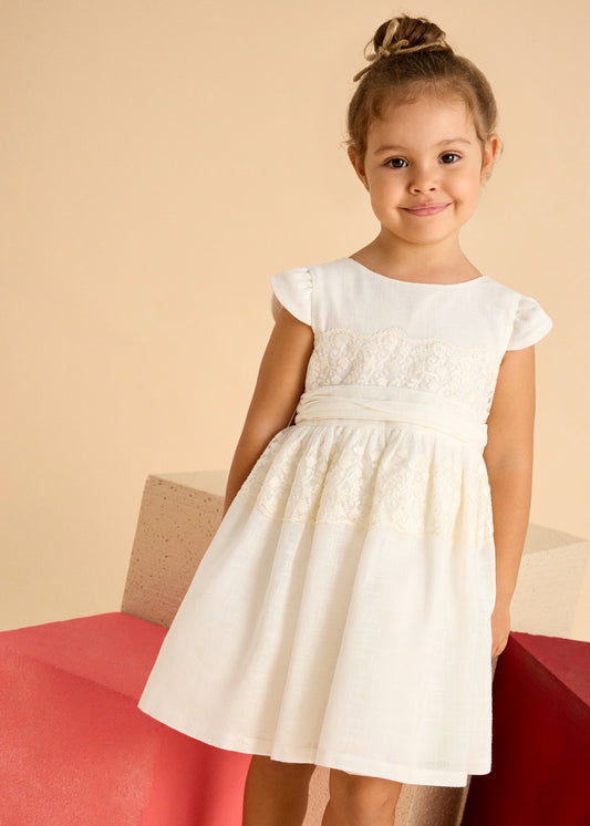Mayoral Girls Dress with Lace Detail and Sash
