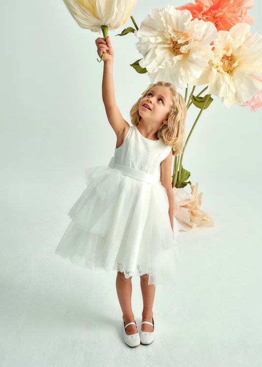 Abel & Lula Girl Dress With Removable Tulle Overlay