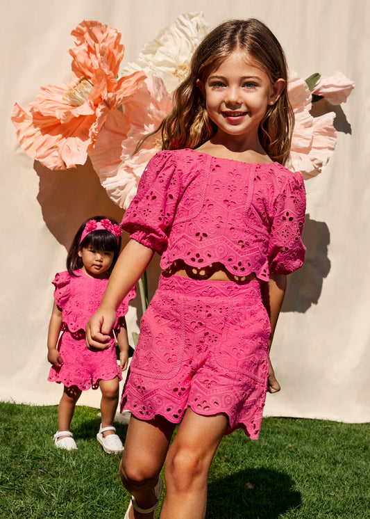 Abel & Lula Girl Embroidered Shorts Set