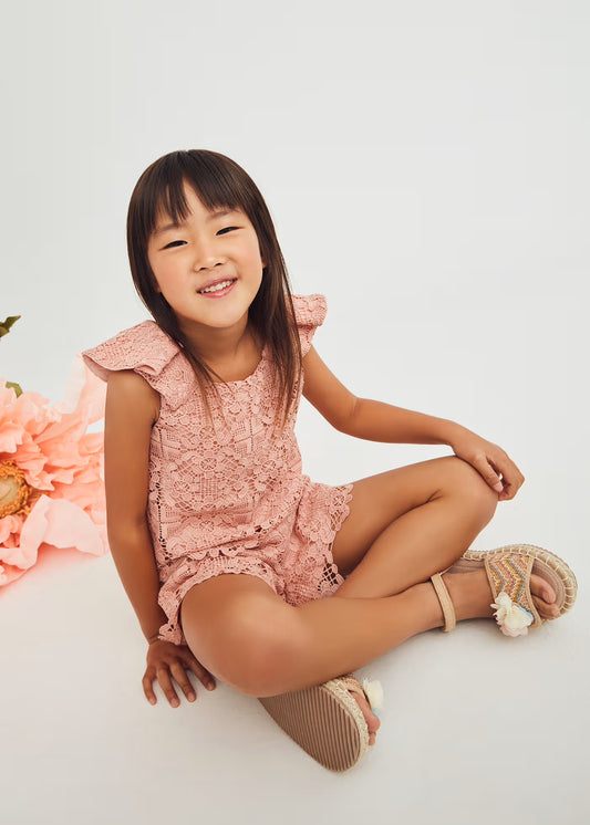 Abel & Lula Girl Guipure Shorts Set