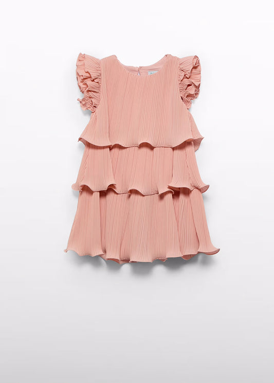 Abel & Lula Girls Layered Pleated Chiffon Dress