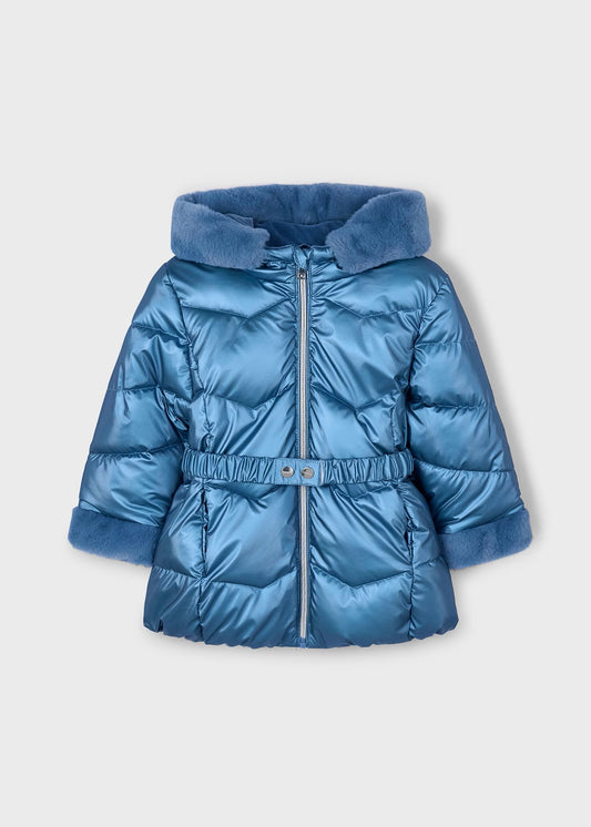 Mayoral Girl Metallic Belted Puffer Jacket