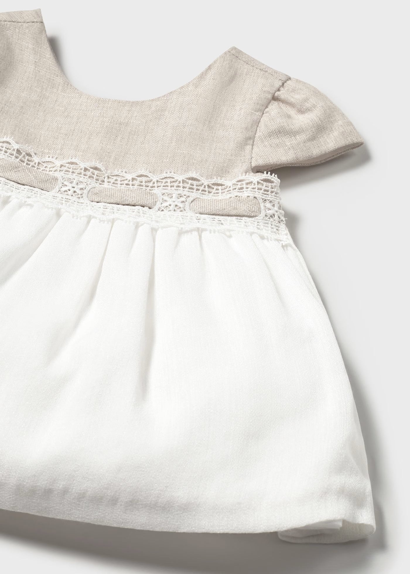 Mayoral Newborn Linen Dress with Bloomers