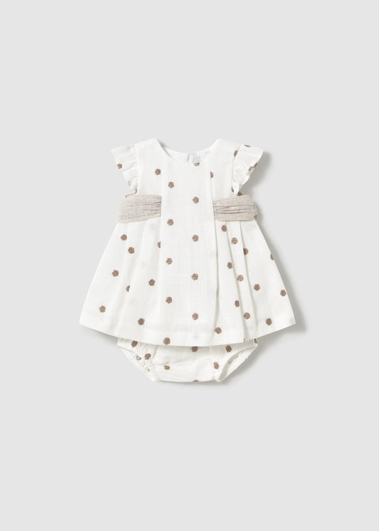 Mayoral Newborn Embroidered Dress with Bloomer