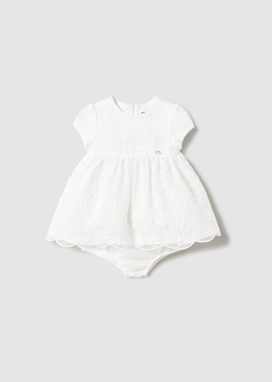 Mayoral Newborn Embroidered Tulle Dress with Bloomers