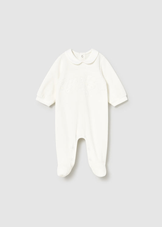 Mayoral Collared Velour Footie