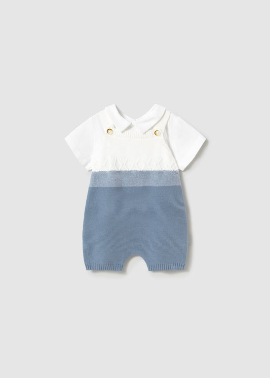 Mayoral Newborn Knit Dungaree Set with T-Shirt